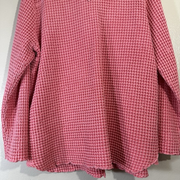 Focus Women's Large Casual Life Jacket Pink Waffle Texture Button Up Bohemian - Picture 6 of 11